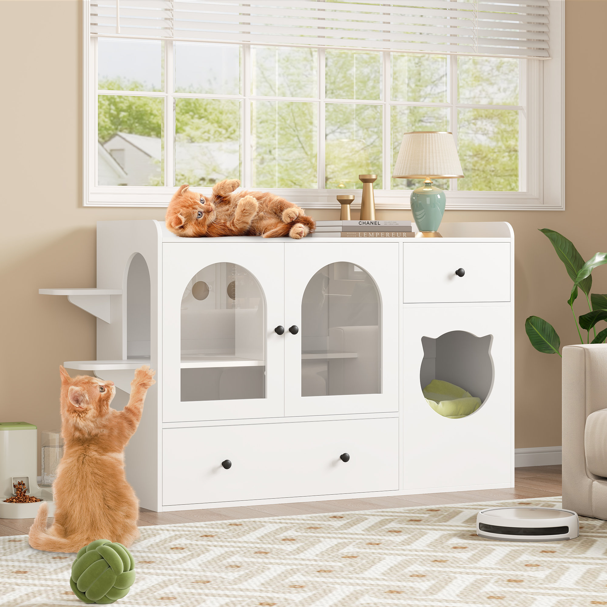 Tucker Murphy Pet™ 47.2" Cat Condo Litter Box Enclosure Cat Wooden